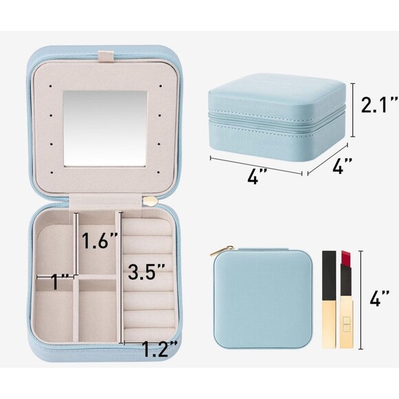Vlando Mini Travel Portable Zip Jewlery Case In Mint Green New - Picture 4 of 9